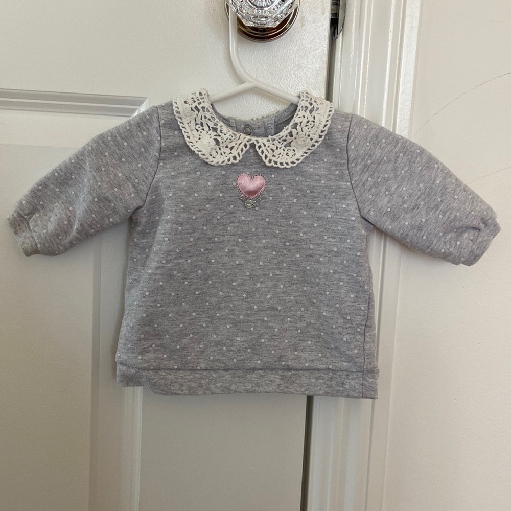 Little Me 3 mo crochet collar shirt